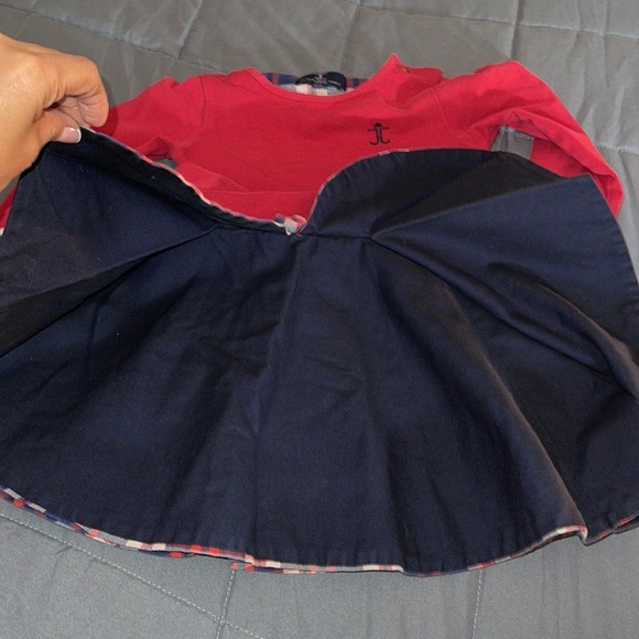 JESSIE AND JAMES LONDON RED BLUE CREAM PLAID LONG SLEEVE RUFFLED DRESS Size 3YR - Picture 11 of 15